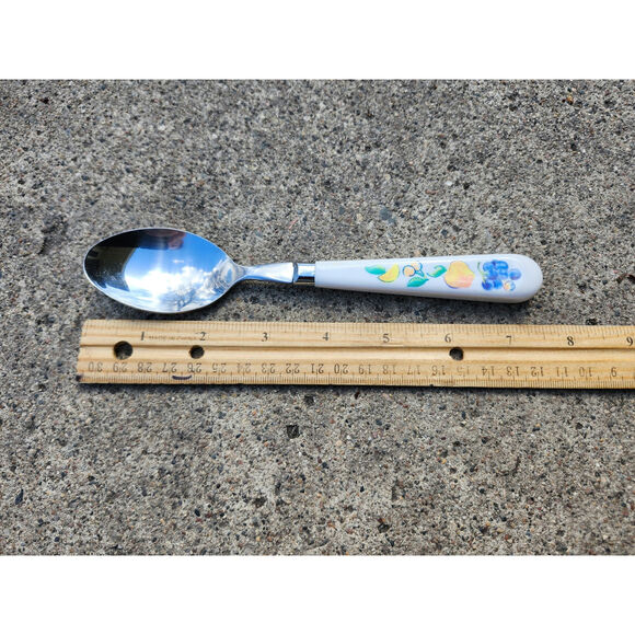 3 Corelle by Coring Fruit Basket Stainless Tablespoons Flatware Plastic MCM 7.5" - Picture 2 of 8